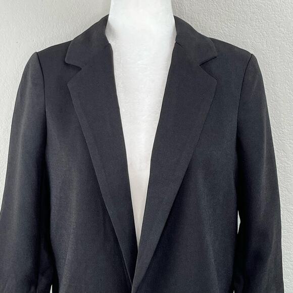 Truth Black Open Front Notch Lapel Ruched Sleeve Blazer NWT Small - Picture 4 of 13